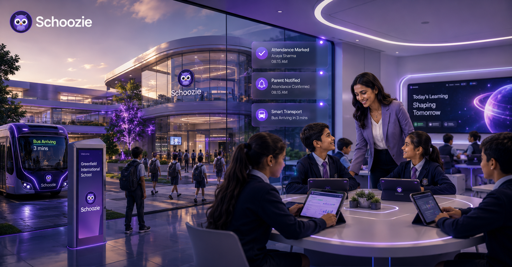Schoozie - students and staff using the smart school platform